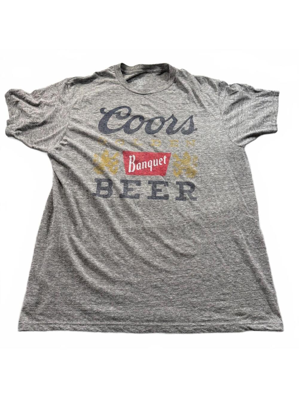 Vintage Coors Golden Banquet Beer Graphic T-Shirt Heather Gray Large Tee Luv